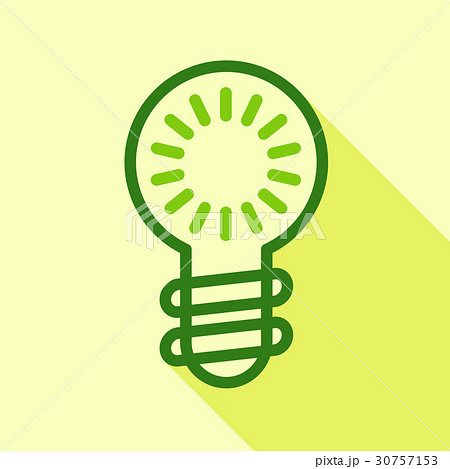 Green electric bulb icon, flat style Green electric bulb icon, flat style 30757153
