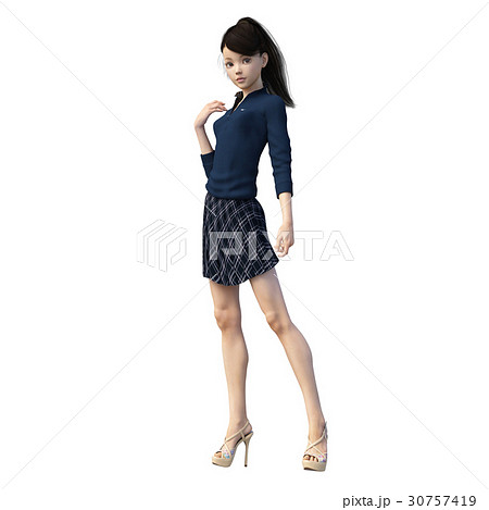 ポーズするポロシャツの女性 Perming3dcg イラスト素材のイラスト素材