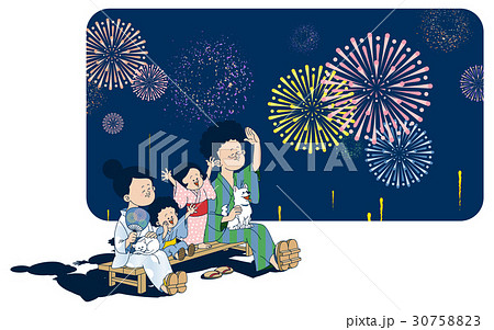 花火をみあげる家族 花火をみあげる家族 30758823