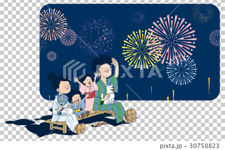 花火をみあげる家族 花火をみあげる家族 30758823