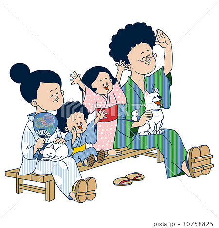 花火をみあげる家族(陰なし) 花火をみあげる家族(陰なし) 30758825