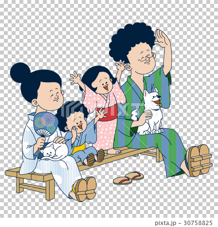 花火をみあげる家族(陰なし) 花火をみあげる家族(陰なし) 30758825