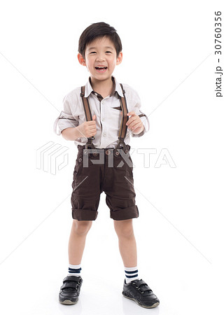 Asian child  standing on white background 30760356