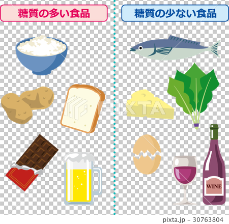 糖質制限 食品一覧のイラスト素材