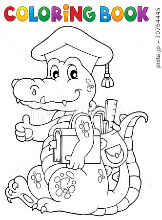 Coloring book school theme crocodile Coloring book school theme crocodile 30764445