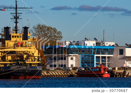 Yellow icebreaker moored 30770687