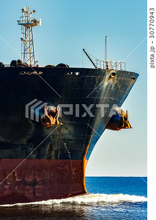 Black cargo ship's bow 30770943