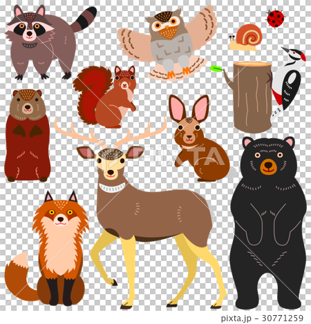 森の動物たちの素材セット 30771259