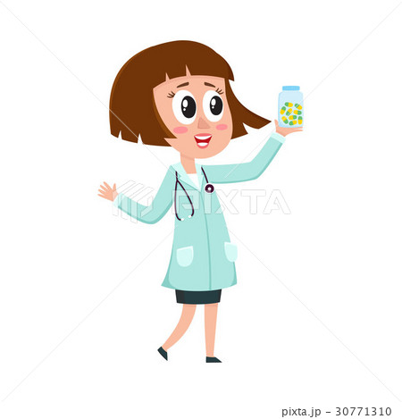 Comic woman doctor character with bob haircut 30771310