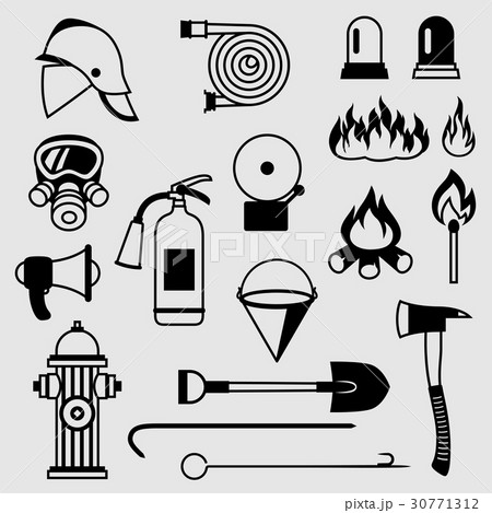 Set of firefighting items. Fire protection Set of firefighting items. Fire protection 30771312
