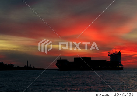 Large container ship silhouette 30771409