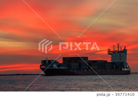 Red container ship 30771410