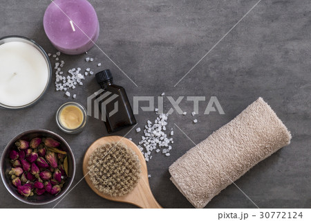 Organic spa cosmetic on stone background 30772124