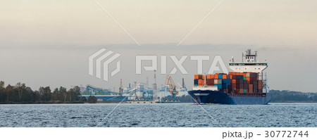 Blue container ship 30772744