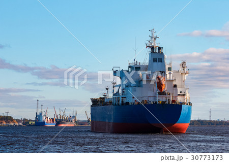 Blue cargo ship 30773173