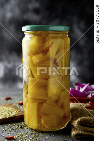 cooked cardoon in a glass jar cooked cardoon in a glass jar 30775169