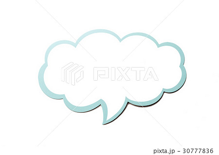 Speech bubble as a cloud with blue border isolated 30777836