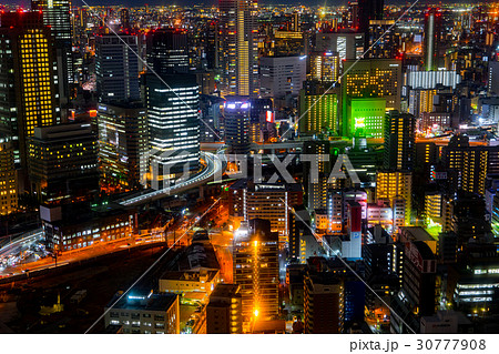 大阪府 都会の夜景の写真素材