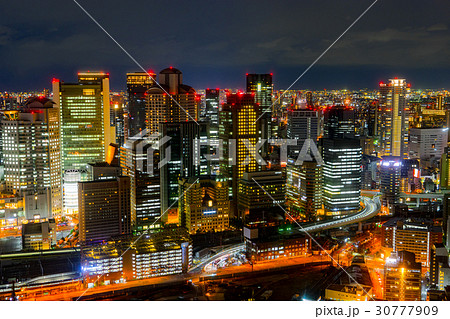 大阪府 都会の夜景の写真素材