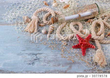 sea shells in a fishnet sea shells in a fishnet 30778578