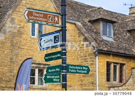 street signs at Bourton On The Water, England street signs at Bourton On The Water, England 30779048