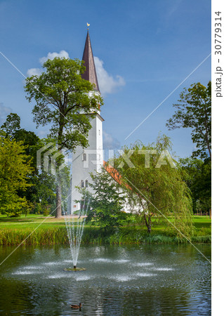 Lutheran Church and pond. Sigulda, Latvia. Lutheran Church and pond. Sigulda, Latvia. 30779314