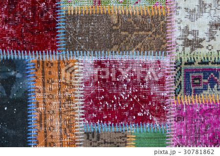 Texture of a piece of old carpet to sew thick thre 30781862