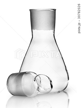 Laboratory flask with ground glass stopper near 30782026