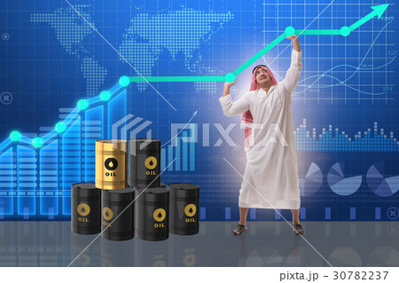 Arab businessman in oil price business concept Arab businessman in oil price business concept 30782237