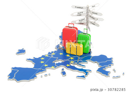 EU travel concept. European Union flag on map 30782285