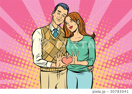 Cute couple, hand gesture a heart of love 30783041