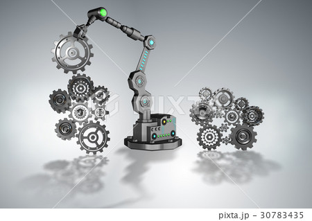 Robot putting cogwheels in connection 30783435