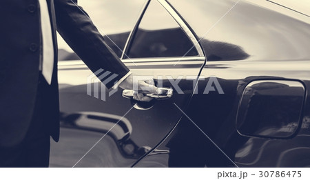 Businessman Handle Limousine Door Car 30786475