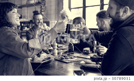People Enjoy Food Drinks Party Restaurant 30789031