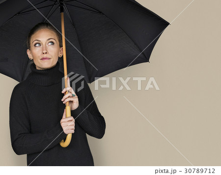 Woman Curious Awareness Umbrella Portrait Concept 30789712