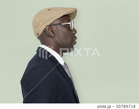 African Descent Glasses Hat Side Concept 30789718