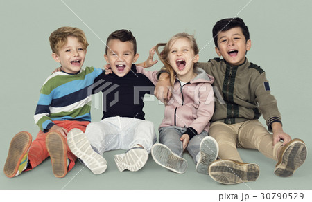 Little Children Friends Smiling Together Little Children Friends Smiling Together 30790529