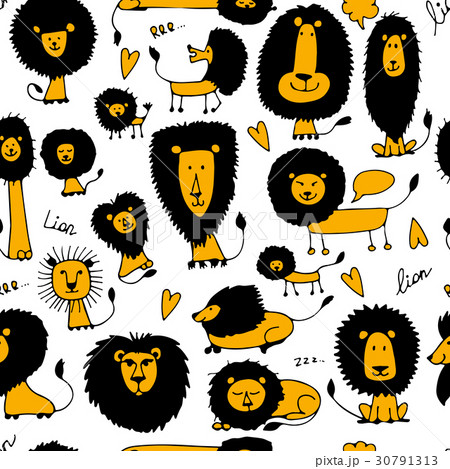 Funny lions, seamless pattern for your design Funny lions, seamless pattern for your design 30791313