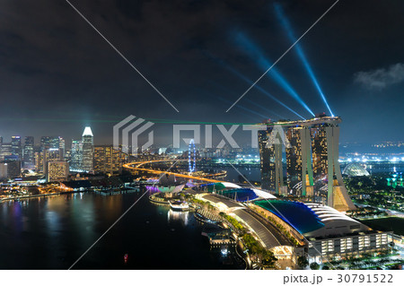 Singapore skyscraper building and laser show Singapore skyscraper building and laser show 30791522