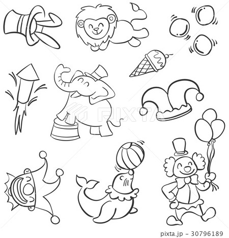 Animal and clown circus doodles Animal and clown circus doodles 30796189