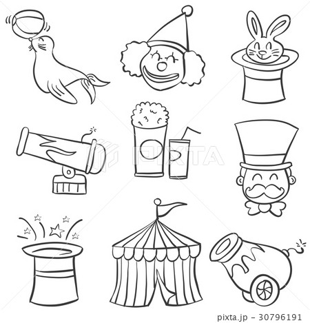 Hand draw element circus of doodles 30796191