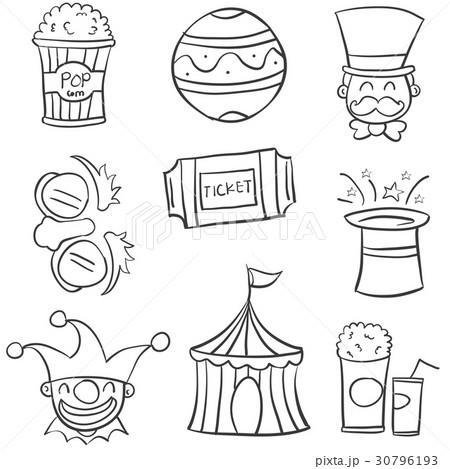 Doodle Circus With Ball Tent Hatのイラスト素材