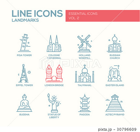 World landmarks icons set World landmarks icons set 30796609