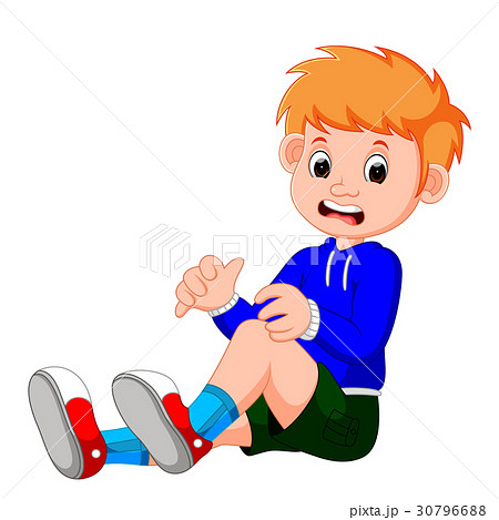 boy crying with a scratch on his knee 30796688