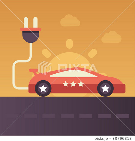 Electric Vehicle - flat design single icon Electric Vehicle - flat design single icon 30796818