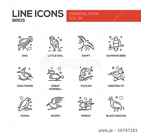 Birds - line design icons set 30797283