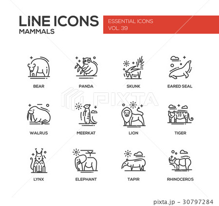 Mammals - line design icons set 30797284
