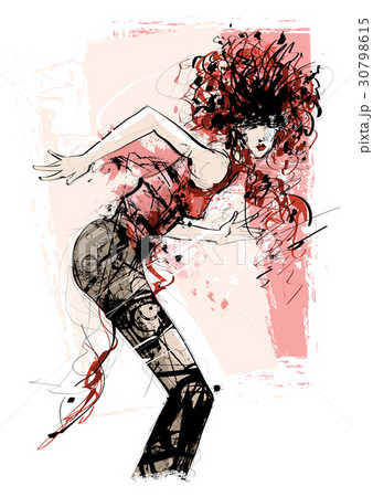 Woman dancing over a grunge background Woman dancing over a grunge background 30798615