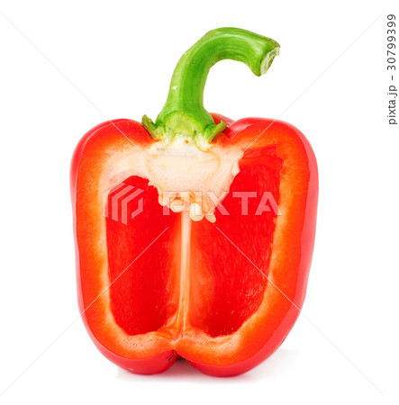 half red bell pepper on a white background 30799399