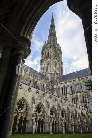 Salisbury cathedral framed by cloisters Salisbury cathedral framed by cloisters 30799551